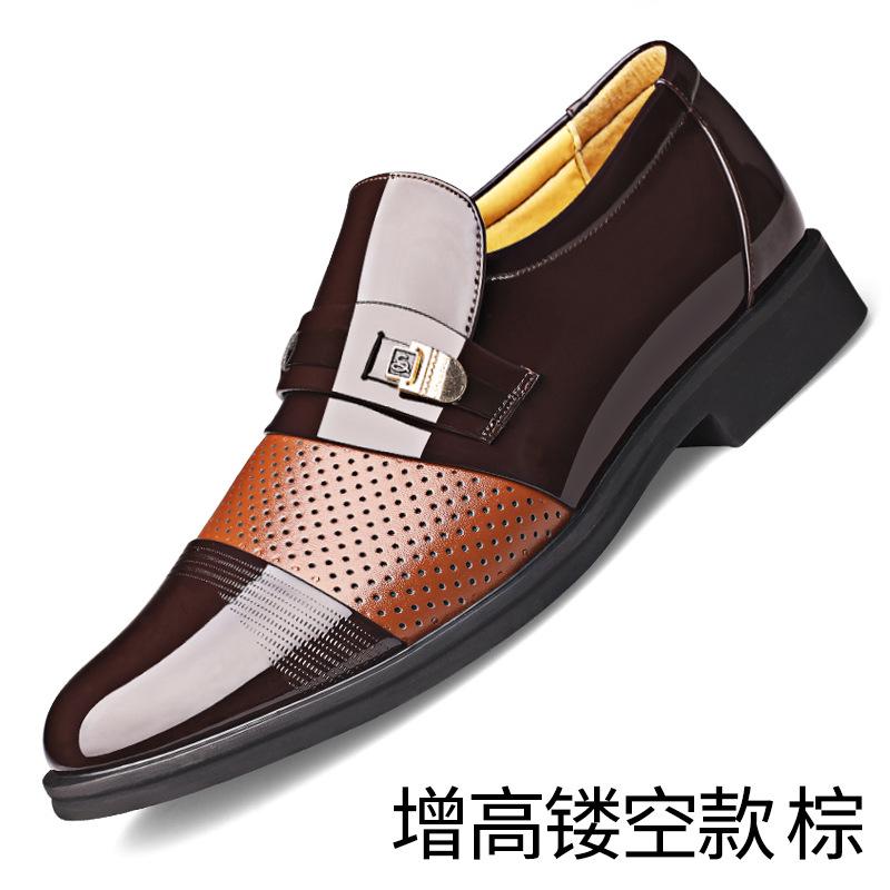 2025 Direct Sales Glossy Leather Shoes Men's Casual Formal Wear Business Inner Height Increase Men's Shoes Breathable and Non-slip