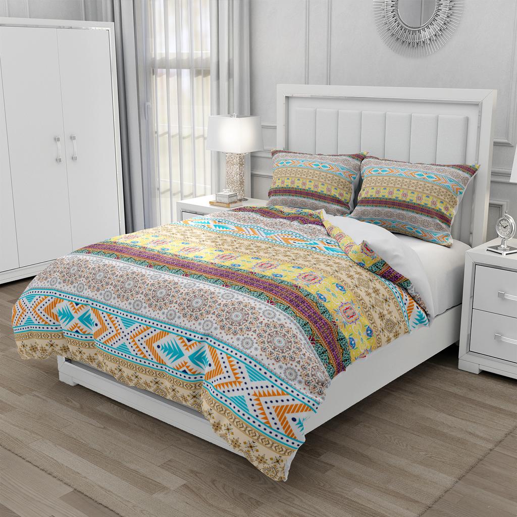 Set de lenjerie de pat colorat Set confortabil Imprimat 3D Set husă de plapumă Față de pernă din fibră ultra-fină 2025 Nou en-gros