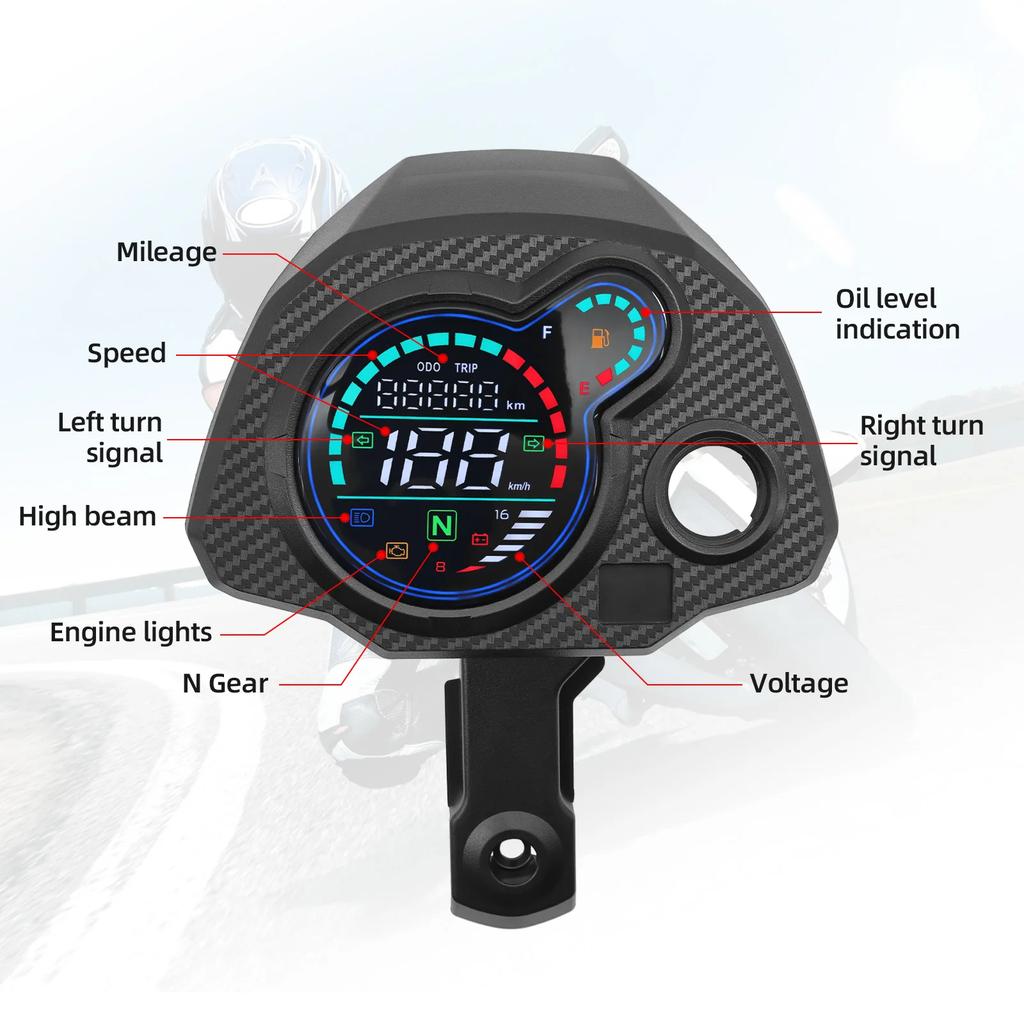 Tachometer Speedometer Digital Meter Motorcycle LCD Odometer TRIP ODO KMH Voltmeter Oil Level Gauge for Honda Navi