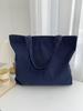 Light Blue One-Shoulder Canvas Bag - Large Capacity, Unisex, Korean Style, Zip Closure