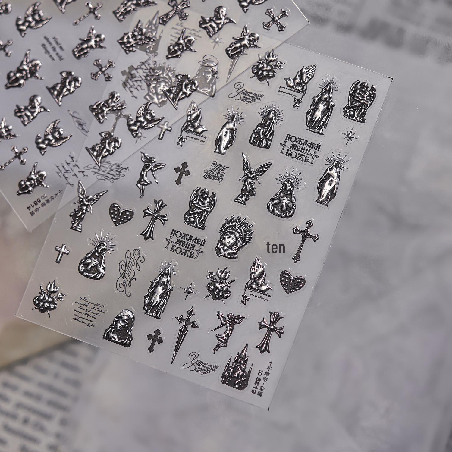 Tomoni Little Angel Metal Nail Art Stickers - Popular Dark Series DIY Nail Stickers