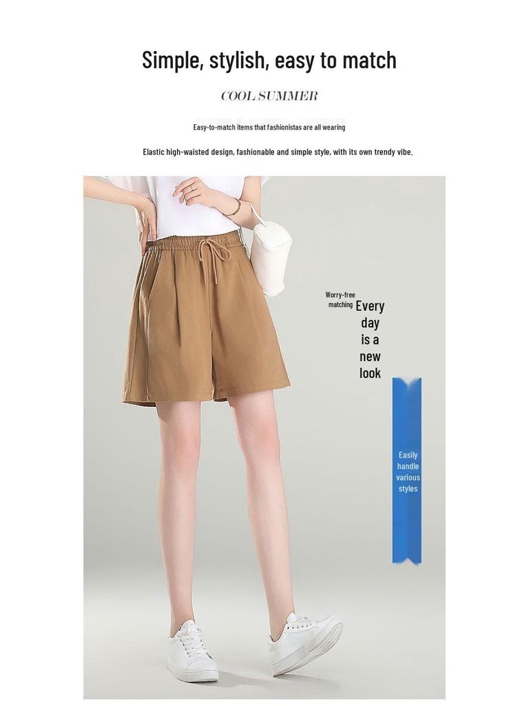 High-Waist Cotton Summer Shorts: Slimming Loose-Fit, Wide-Leg, Versatile, Plus Size