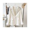 2025 Autumn/Winter Women's Snow White Irregular Lapel Jacket & Casual Suit Pants
