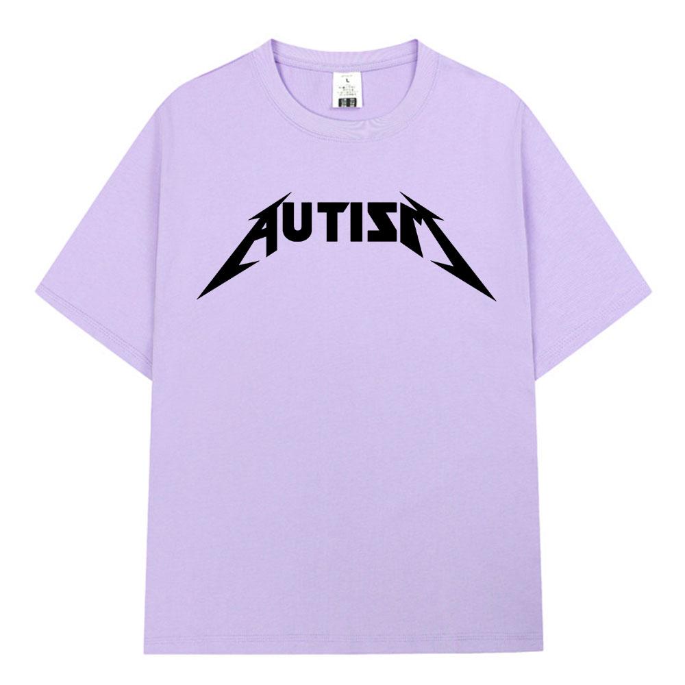 Autism Metal Rock Meme T-shirt Men Women Fashion Hip Hop Short Sleeve Oversized T-shirts 100% Cotton Comfort T Shirts Streetwear
