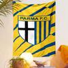 Parma F.C. Crest on Yellow Striped Background Patterned Tapestry Decorative Wall Hanging, Home Bedroom Living Room Decor
