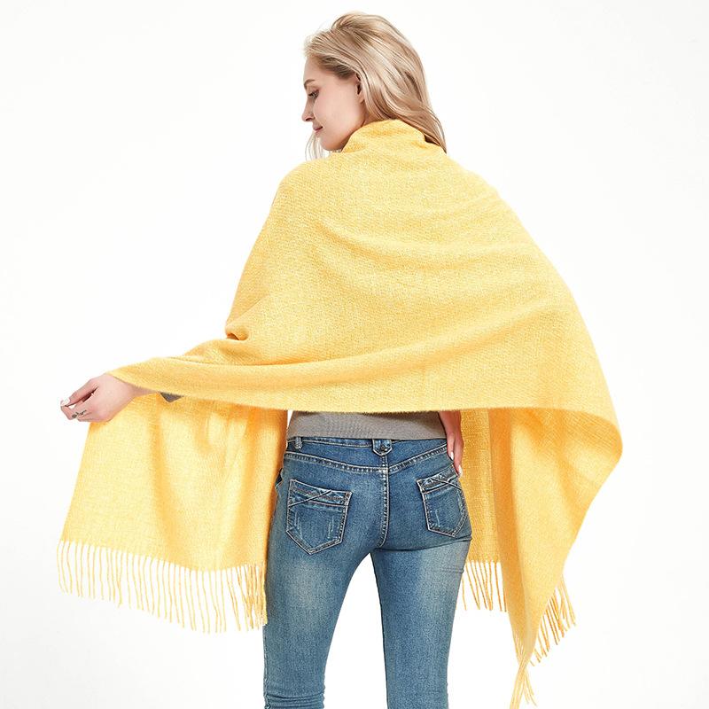 Toamnă Iarnă Culoare Solidă Eșarfă cu franjuri lungi Sal gros de damă