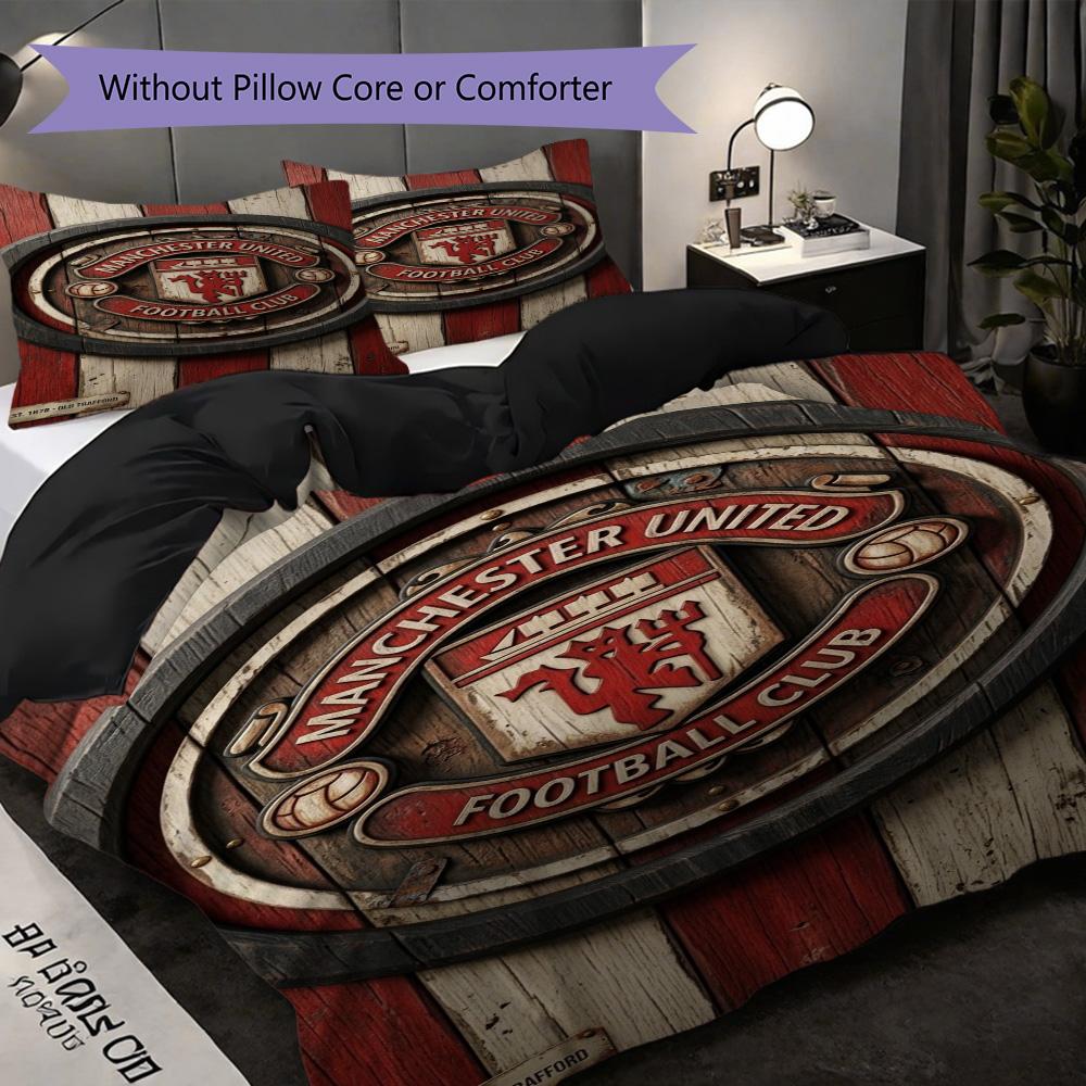 Biancheria da letto Manchester Glory (1 * copripiumino + 2 * federa, senza nucleo) Regalo di Natale e compleanno 2D Piatto Morbido e confortevole