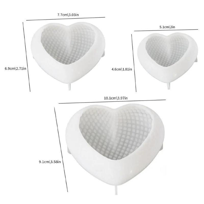 3PCS Frosted Mesh Woven Heart-Shaped Resin Molds for DIY Heart Candles, Clay, Plaster Ornaments, And Silicone Molds for Desktop