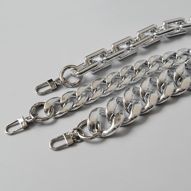 Lanț de accesorii pentru geantă de mână pentru femeie, de înlocuire detașabilă, curea din acril argintiu rece, lanț de rășină solidă pentru umăr pentru femei