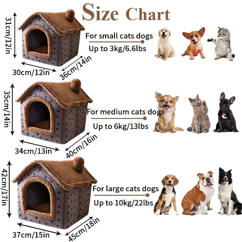 Cuccia Pieghevole per Gatti Casa per Cani Inverno Villa per Gatti Cuccia per Dormire Nido Caldo Rimovibile Tende Chiuse Grotta Divano Forniture per Animali Domestici