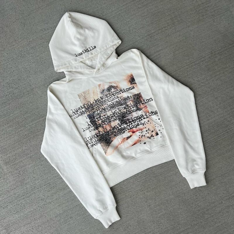 European and American personalized printed long sleeved retro street trend y2k hoodie
