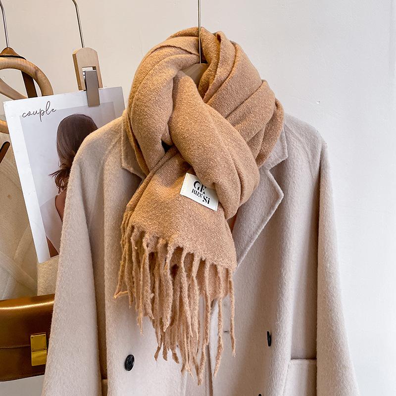 New solid color casual scarf simple fashion scarf men's and women's thickened versatile shawl