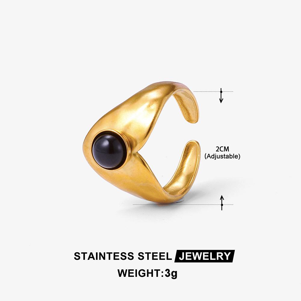 Middle East Titanium Steel Ring Female Turquoise Geometric Non-Fading Stainless Steel Ring