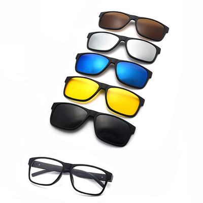 5 Lenes Magnet Clip Sunglasses Square Men Gray Frame Custom Prescription Women Myopia Glasses