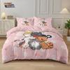 3er Set Niedliche Cartoon-Katzen-Bedruckte Spanndeckenbezug-Sets, Mehrgrößen Schlafzimmer Bettwäsche Dekoration, Bequem Maschinenwaschbar