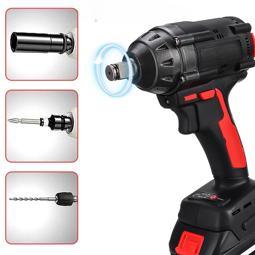 AC 110-240V 520NM 1/2 Inches Max, Brushless Impact Wrench 288VF Li-ion Electric Wrench with 2 Batteries for Battery