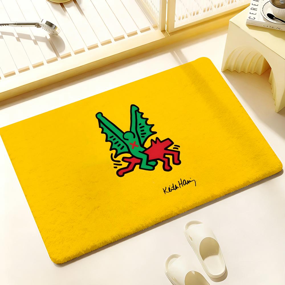 

Art Anime K-Keith Haring Floor Mat Cozy Flannel Soft Thick Non-Slip Mat For Living Room Bedroom Kitchen Decor Rugs 50x80cm