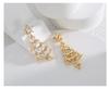 E0541 Boucles d'oreilles arbre de Noël haut de gamme pour femmes: Style Européen & Américain, Cuivre avec Zircon Plaqué Or