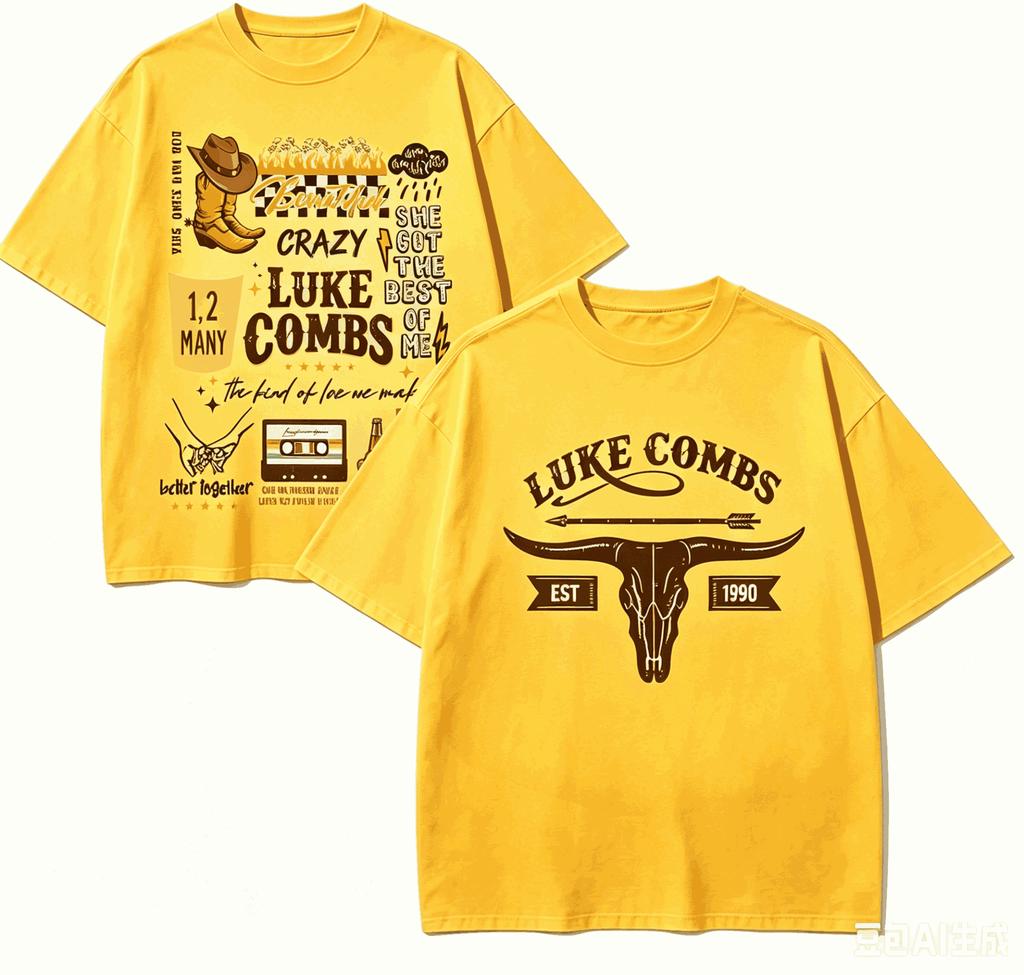 Luke Combs Für Fan Geschenk T-Shirt Unisex Unisex Harajuku Oversized Unisex Kurzarm Streetwear Hohe Qualität Paare Bequem Weich