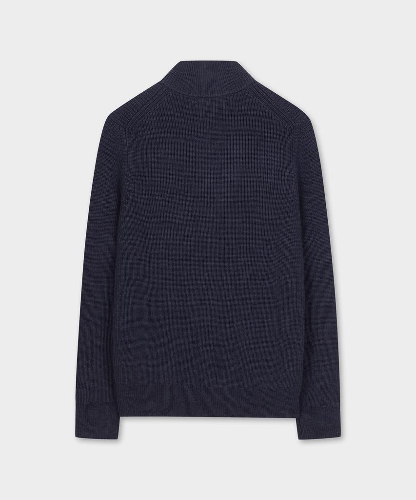 Brooks Brothers Cotton Rib Mock Neck Cardigan (Navy) (Bbwcmmf401)