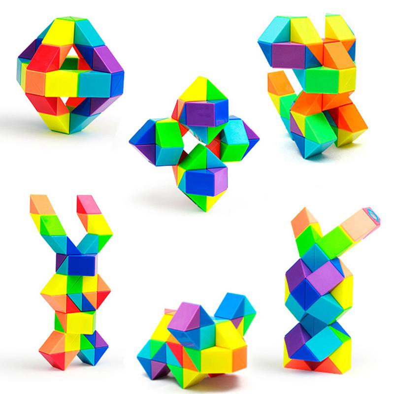 24-72 segmentů Kouzelný had Pravidlo Vícebarevné 3D puzzle Fidget hračky Dekompresní transformovatelné kostky Vzdělávací hračky