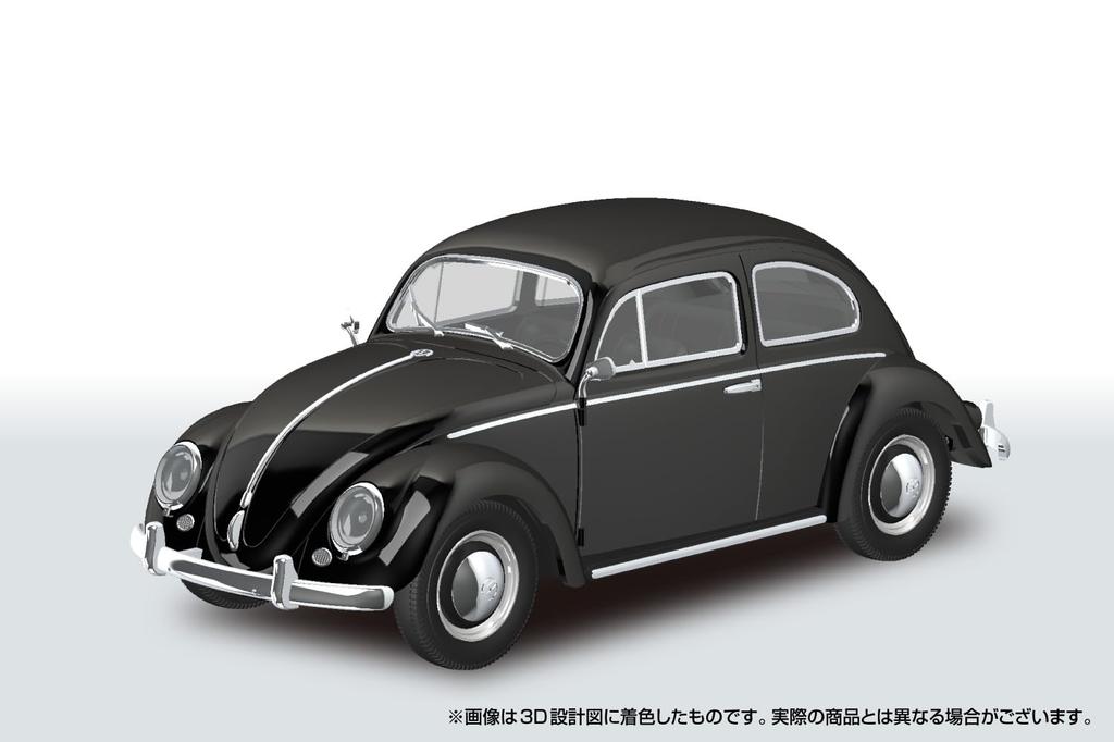 Aoshima Bunka Kyozai Scale Rakupla Snap Kit Volkswagen Beetle Black Plastic Model Kit 1/32 No. 20-BK Pre-Colored (Car)