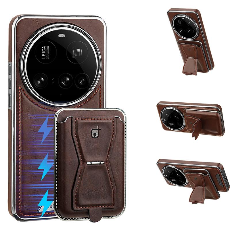 Magnetic Attraction Leather Phone Case for Xiaomi 15 Ultra Mi15 Ultra Wallet Card Bracket Holder Metallic Plating Bumper Cover