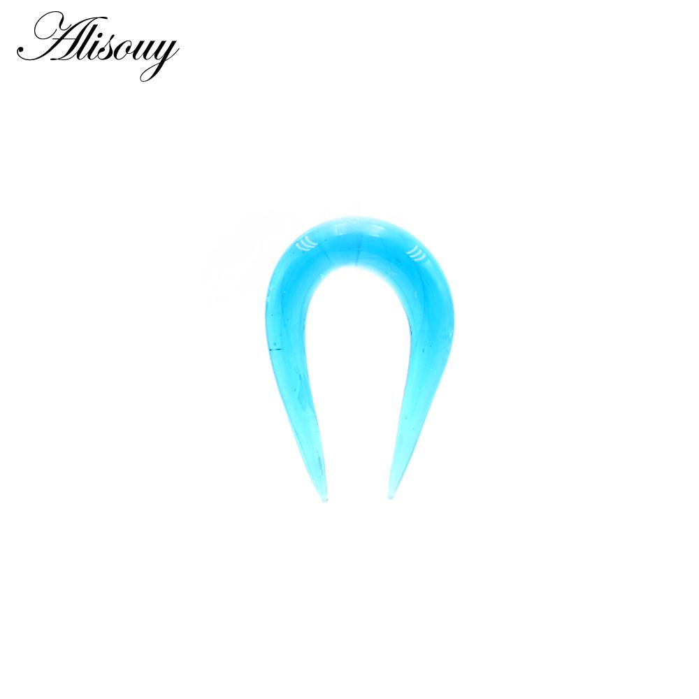 Alisouy 2PCS 6-10mm U-shaped Glass Ear Clip Weight Plugs Stretcher Expander Tunnels Tapers Guages Earrings Body Piercing Jewelry