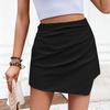 Yiyi Women's Summer Textured Solid Color Skort with Irregular Hem