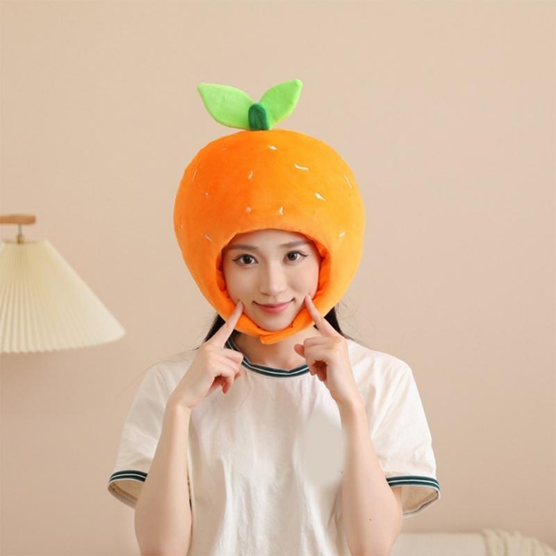 Ny Rolig Satsumas-Huvudbonad Plysch Satsumas-Hatt Tecknad Frukt-Huvudbonad Hatt Fotorekvisita för Kvinnor Män Gåvor
