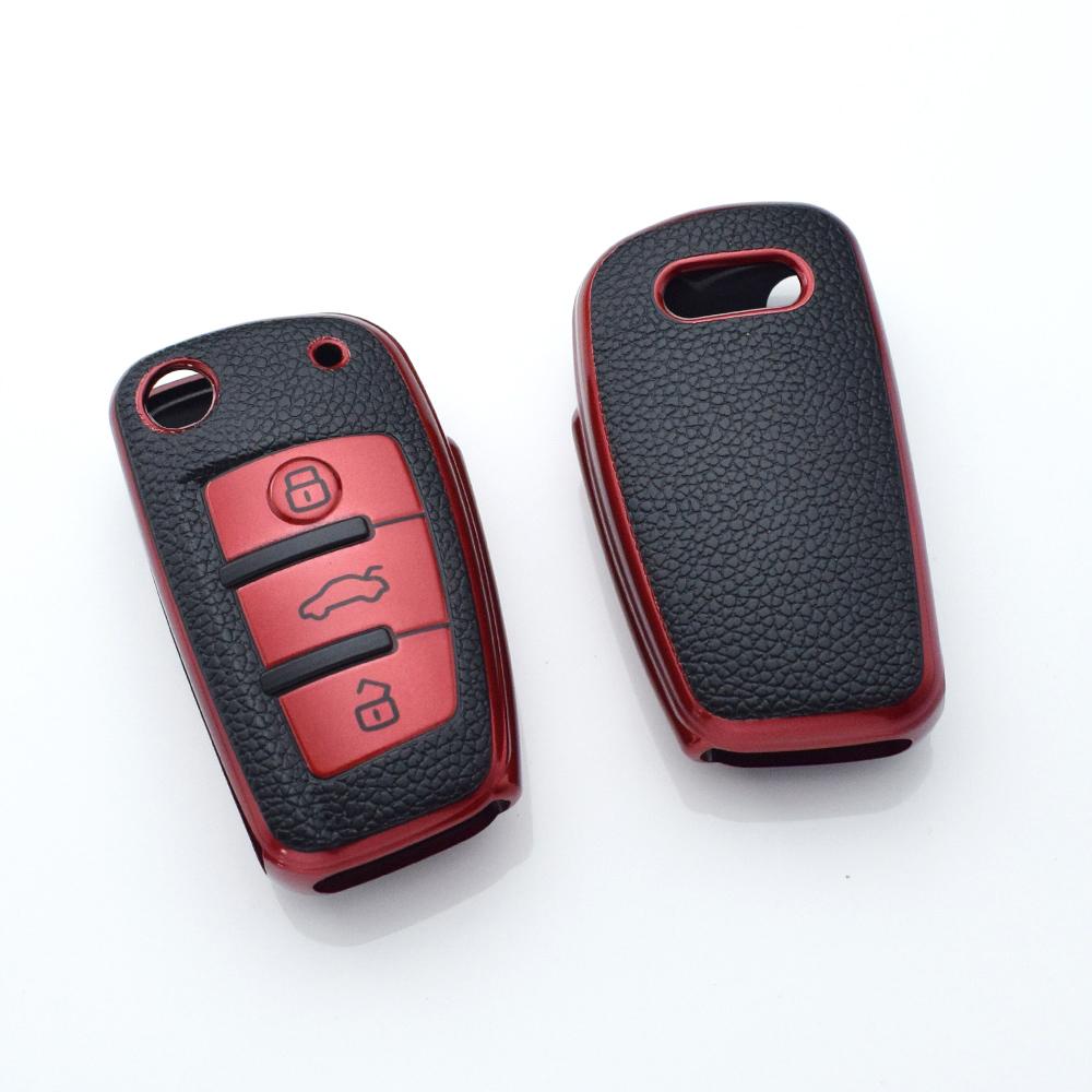 TPU Leder Auto Klappschlüssel Etui Hülle Schale Für A6 A6L C5 C6 Q3 Q5 Q7 S5 S7 RS3 TT A3 A4 A4L B5 B6 B7 B8 B9 A5 Zubehör