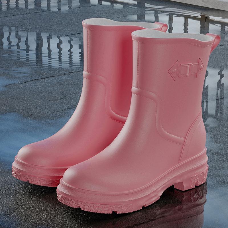 Water shoes new medium and low tube women's fashion rain boots, women's outer wear thickened non-slip women