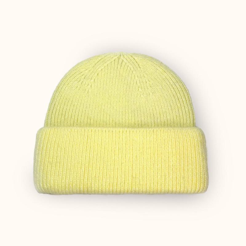 Autumn Winter Fashion Rabbit Hair Knit Hat Double Rolled Brim Warm Cold Hat
