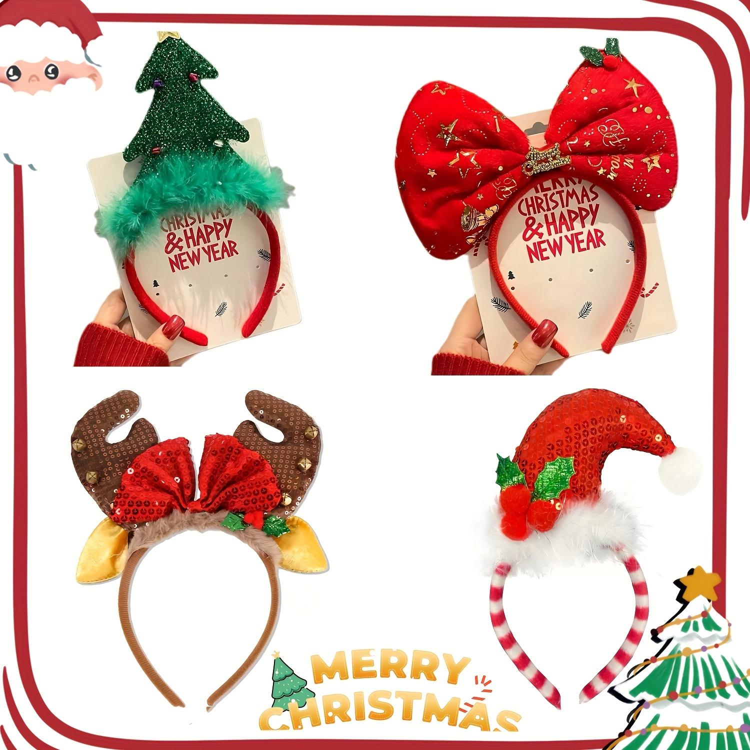 

high quality4pcs Christmas Headbands for Women - Reindeer Antler & Big Bow Hair Clips Set, Festive Party Headpiece with Merry Christmas Design, 4
