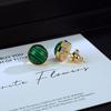 Boucles d'oreilles puces en Zircon Malachite incrusté - Minimaliste Luxe Léger, Design Vintage pour Femmes