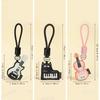 PU Leather Cartoon Violin Keychain with Carabiner Piano Cat Keyring Cat Keychain  Music Lovers Gift