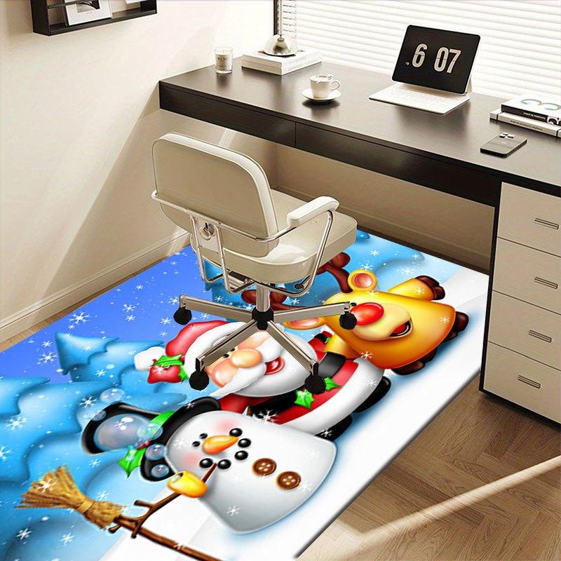 Christmas Santa Claus Snowman Reindeer Winter Wonderland Kids Poster PrintOffice Mat Perfect for Home Decor Office Desk Chair Rugs Chair Car
