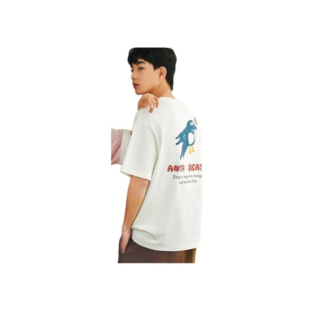 Anta Loose Breathable Round Neck Short Sleeve Knitted Shirt Unisex Tops Paper-White 172528102-1