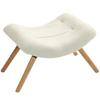 Moderner Hocker mit Fleecebezug und Holzbeinen, gepolstert, für Wohnzimmer, Schlafzimmer, Flur, Cremeweiß