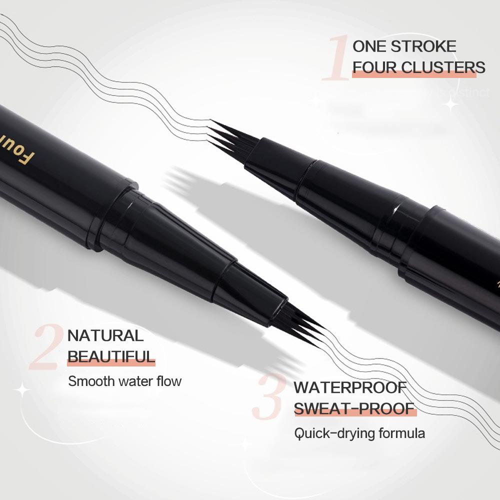 GECOMO Cienki i gładki pisak do brwi z czterema końcówkami Długotrwały Naturalny Dziki Wodoodporny Dolna rzęsa Kobieta