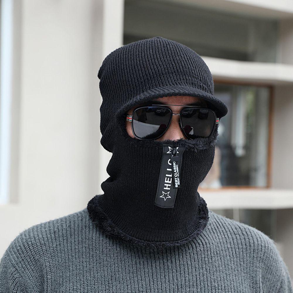 Riding Male Plush Bib Hood Windproof Thicking Hat Collar Plush Hat Beanie Hat Scarf Bib Hat