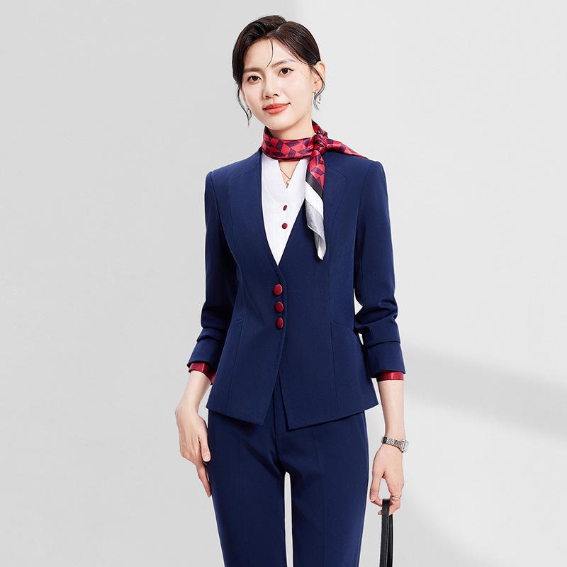 Women's Professional Flight Attendant & Receptionist Suit - Elegant Skirt Set for Beauticians and Hotel Staff