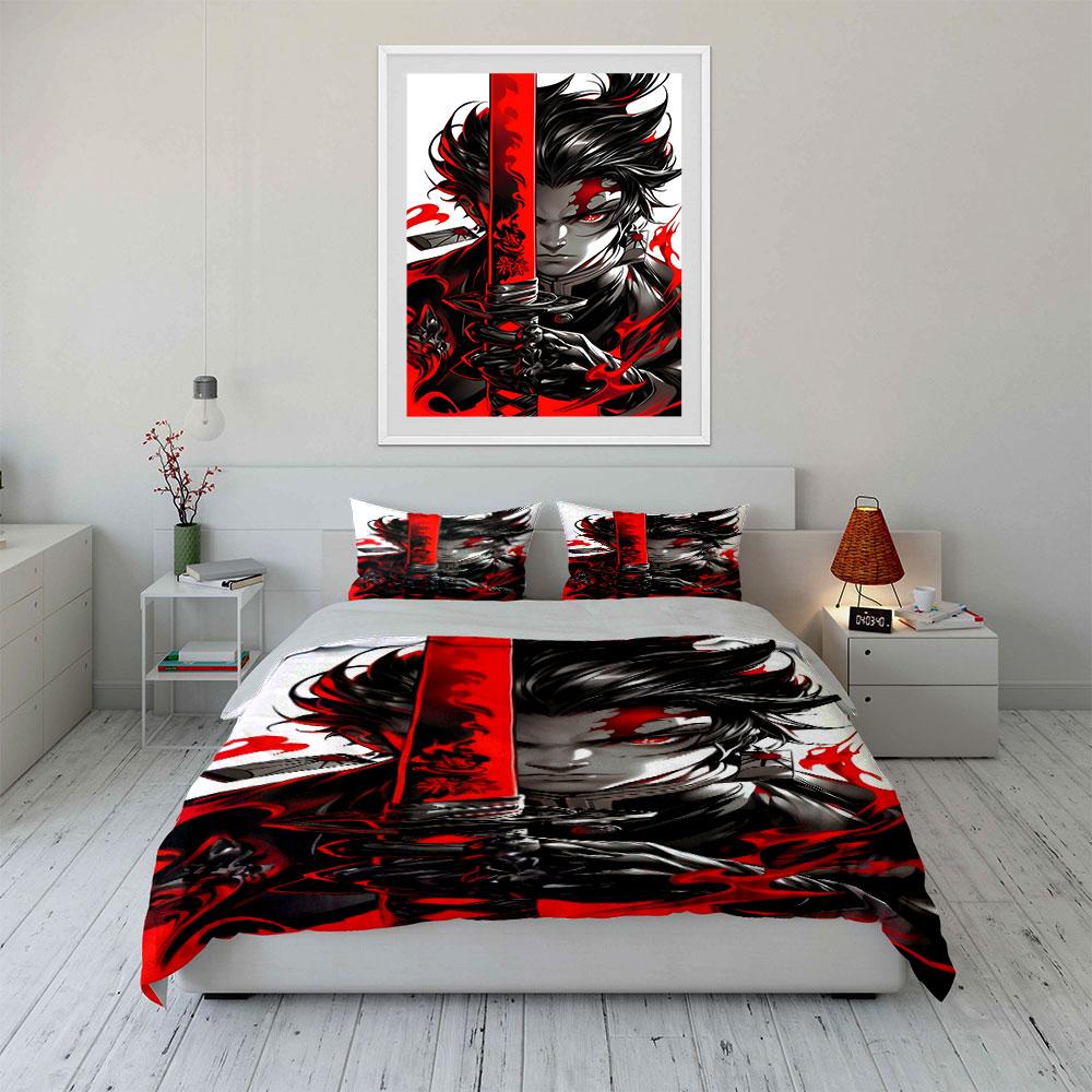 Fierce Flame Warrior Vibes Bedding Sets Duvet Covers Pillowcases(1* Duvet Cover 2* Pillowcases Without Duvet Insert)