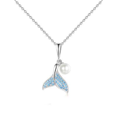 Fishtail Pearl Necklace for Women Versatile Mermaid Pendant Pearl Pendant Collarbone Chain