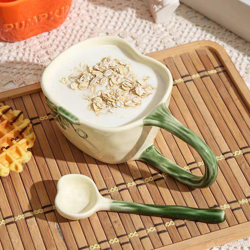 Creative Large Handle Ceramic Coffee Mug Home Breakfast Oat Milk Mug Exquisite Afternoon Tea Tea Cup Drinkware Office Mug Decor