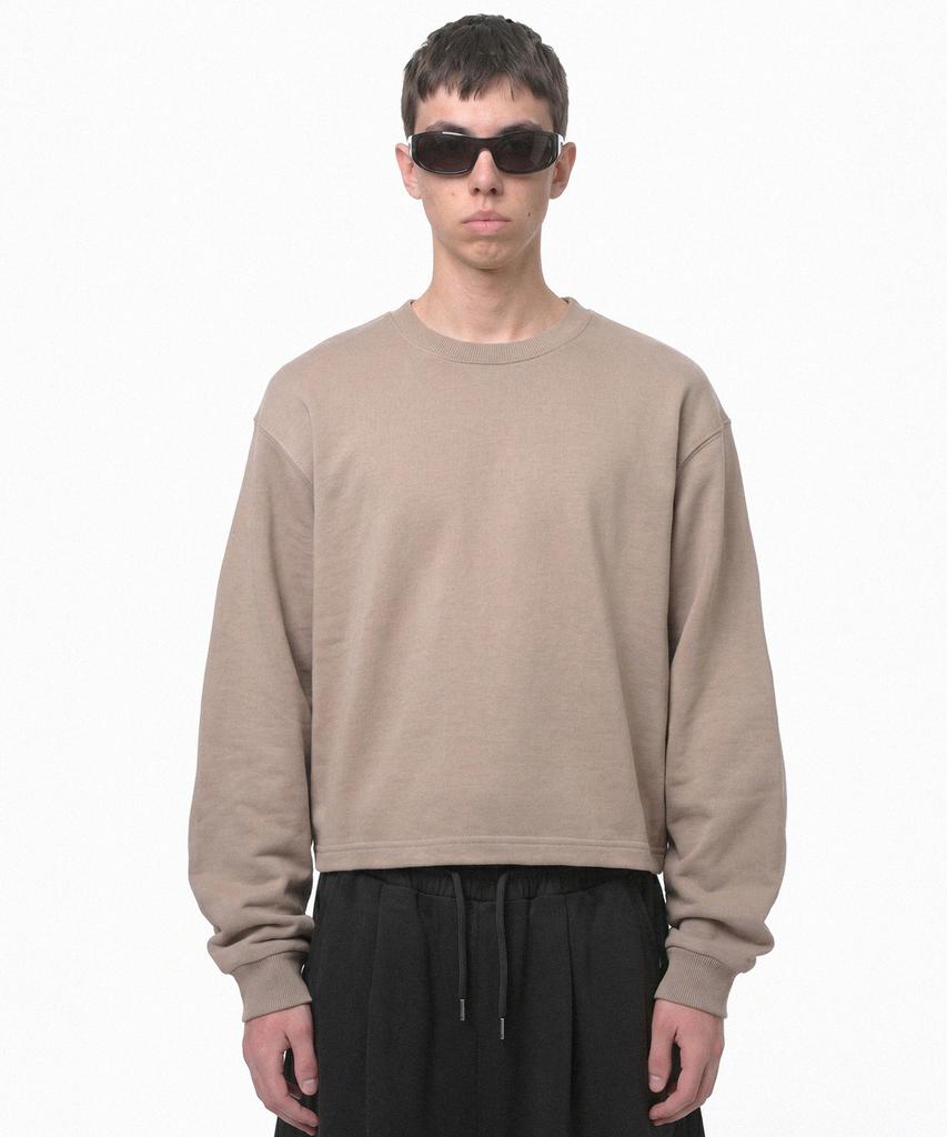 PRINOAR Semi-Crop Long Sleeve T-Shirt - Ginger Beige
