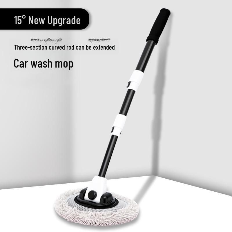 Retractable Curved Rod Car Wash Brush with Soft Bristles - Safe for Car Cleaning