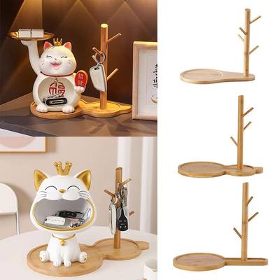 Simple Tree Branch Storage Tray Bamboo Jewelry Display Rack Durable Key Hanger