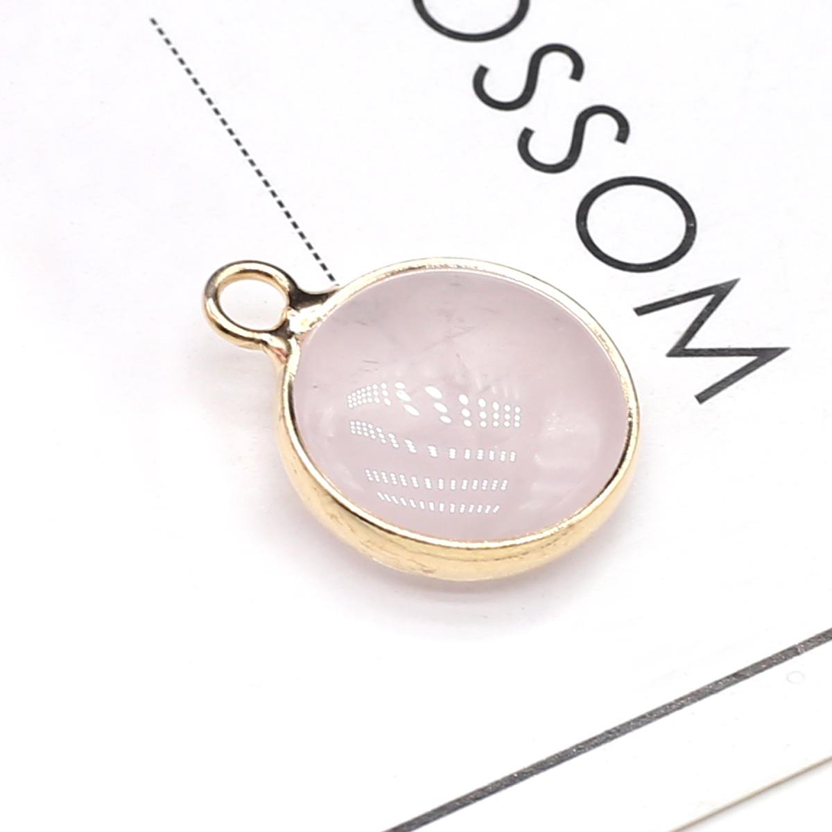 

2 шт. в партии кулон из натурального камня круглый кристалл розовый кварц агат аметист лазурит подвески для изготовления ювелирных изделий DIY аксессуары для ожерелья 15,5 × 19,5 мм 2Pc/Rose Quartz