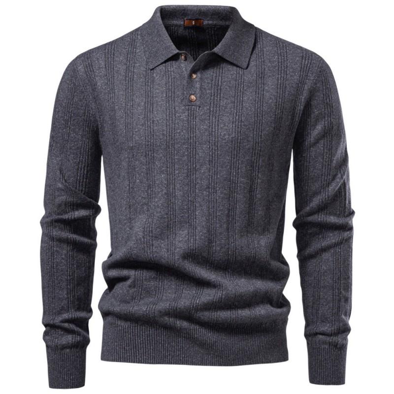 Mens Knit Long Sleeve Polo Shirt Winter 2026 Casual Business Smart Fit Lightweight Warm Breathable